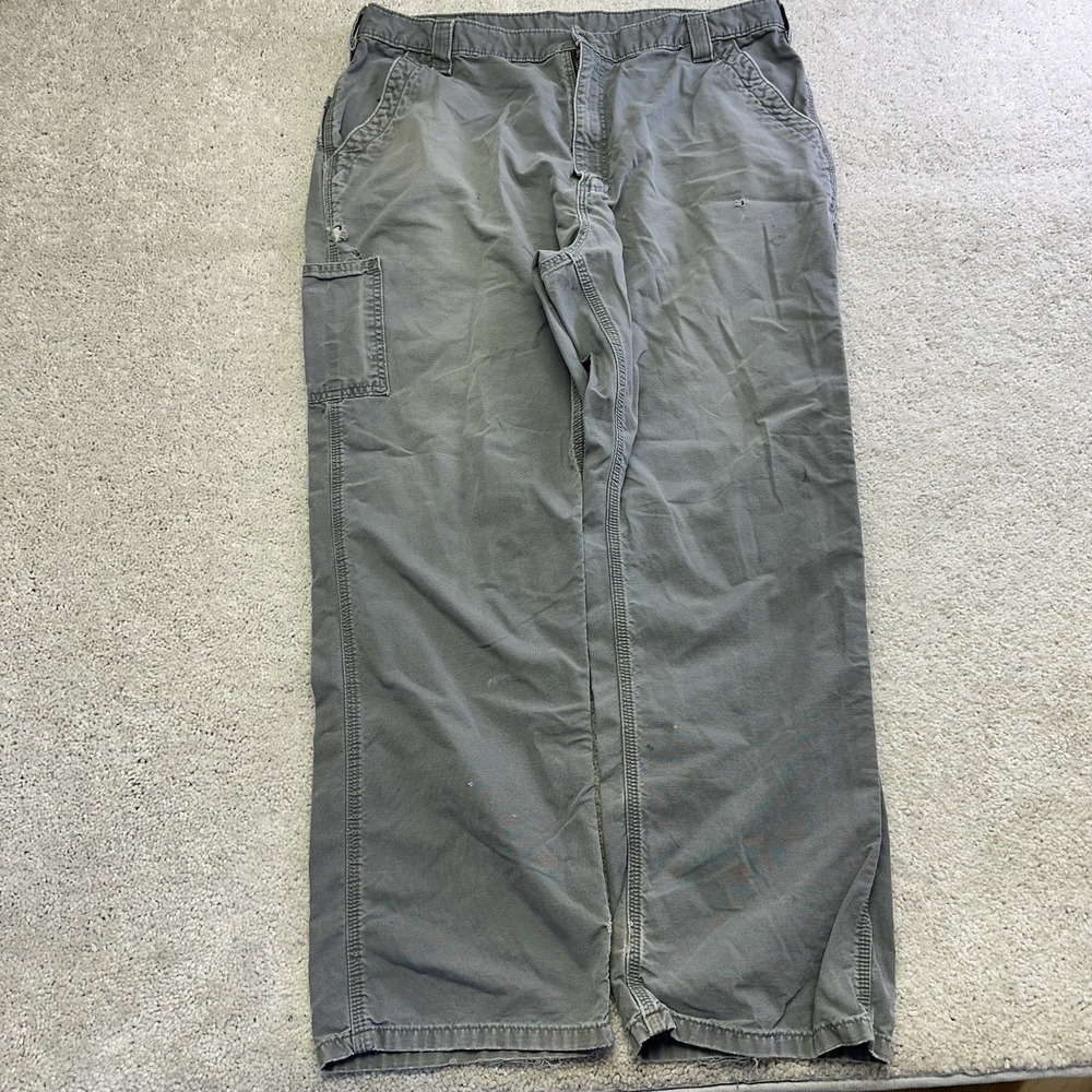 Carhartt Canvas Work Cargo Pants Mens Grey 40x30 B151-FAT Utility - Picture 3 of 12